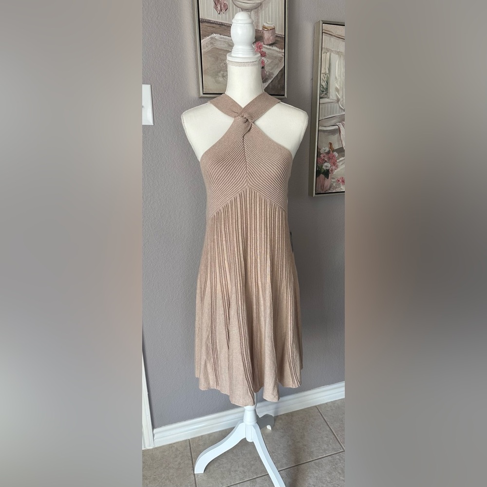 Express Beige Ribbed sweater dress